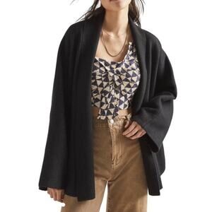 Anthropologie Trish Open Front Cinch Cardigan Sweater Jacket One Size Black
